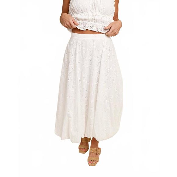 NEW ASTR kissel eyelet maxi skirt in white
